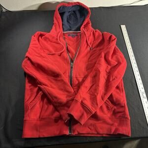 Tommy Hilfiger Vintage Red Fleece Zip Up Jacket Size Small
